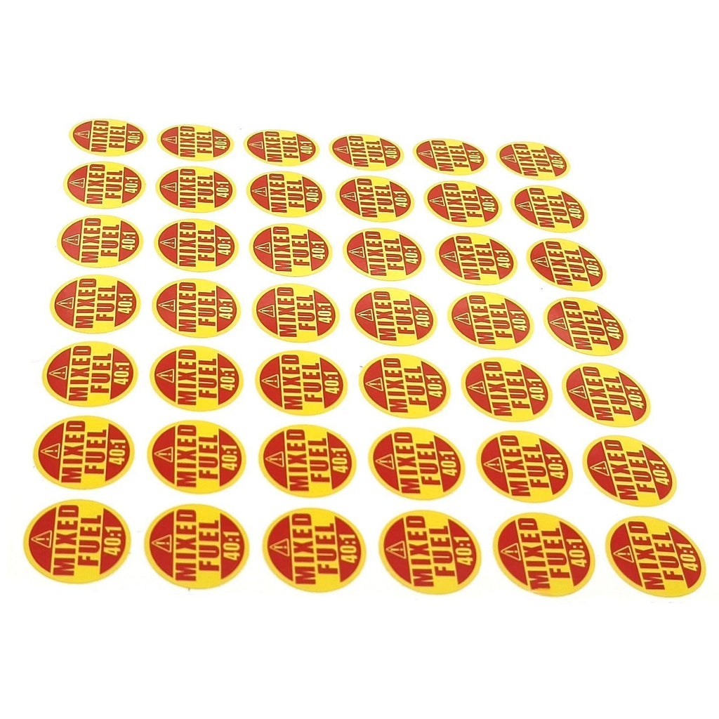 Mixed Fuel 1" Round Decal Sticker Warning for Gasoline - 42 Pcs