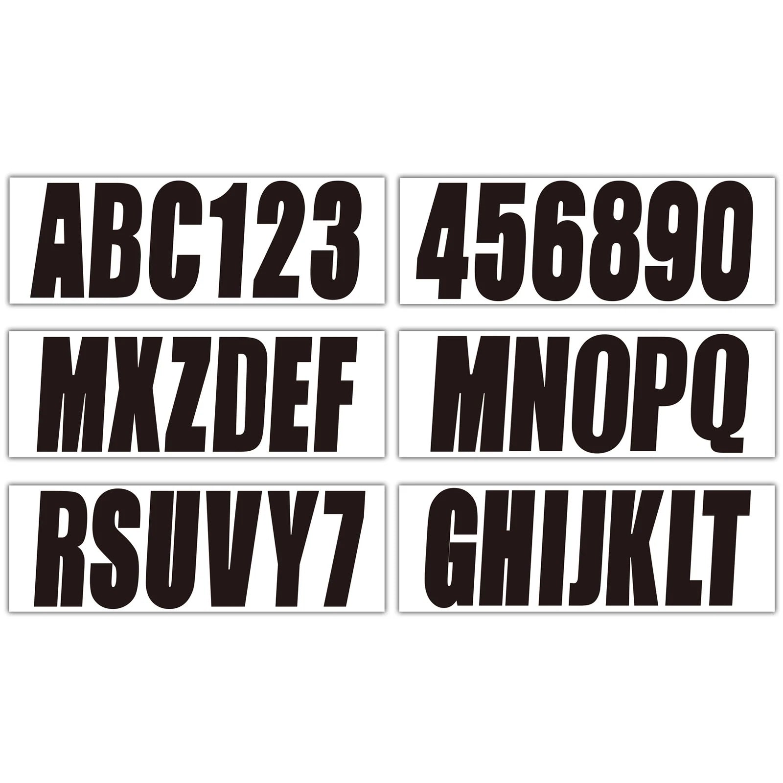 Custom Boat Registration Numbers Black Decal Sticker Set A-Z & 0-9