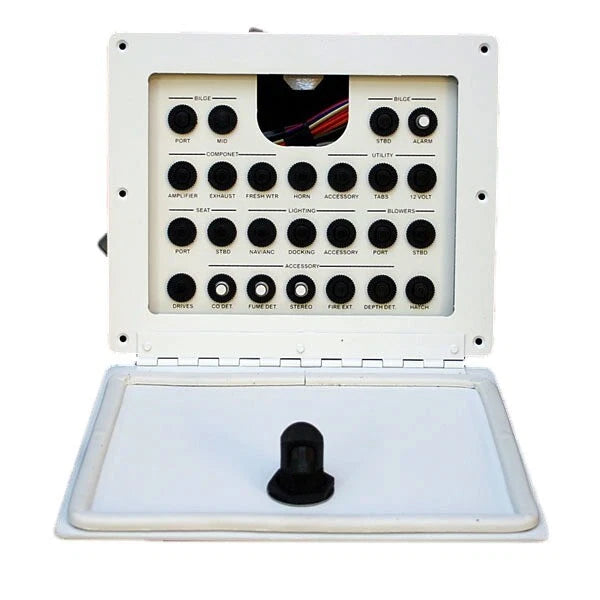 Baja Boat Push Button Breaker Panel | White Aluminum