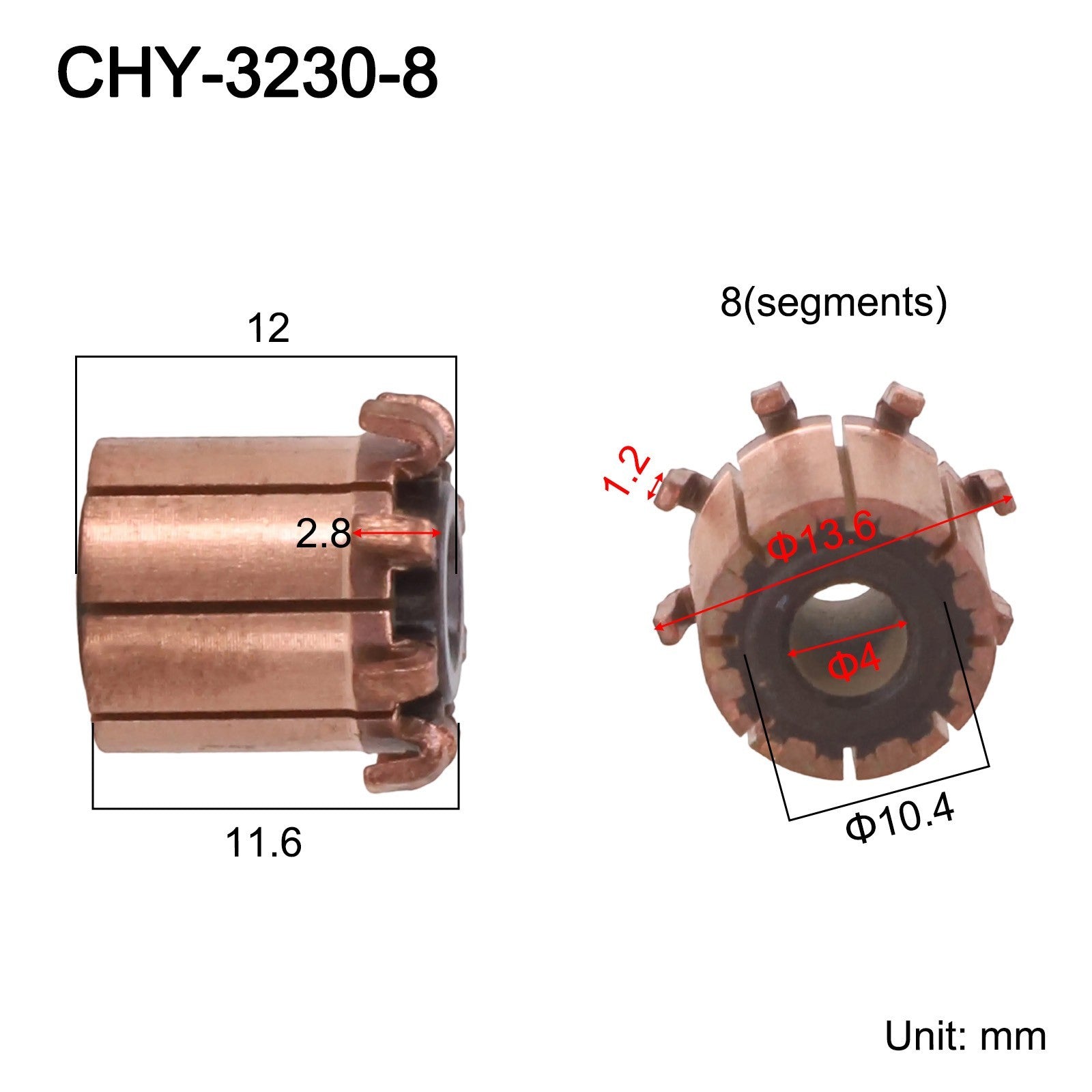 Wear Resistant Motor Commutator Black