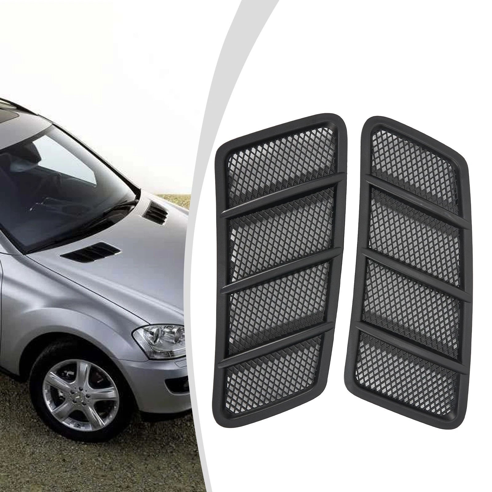 2pcs For Benz W166/ml/gl Class Black Plastic Hood Air Vent Grille