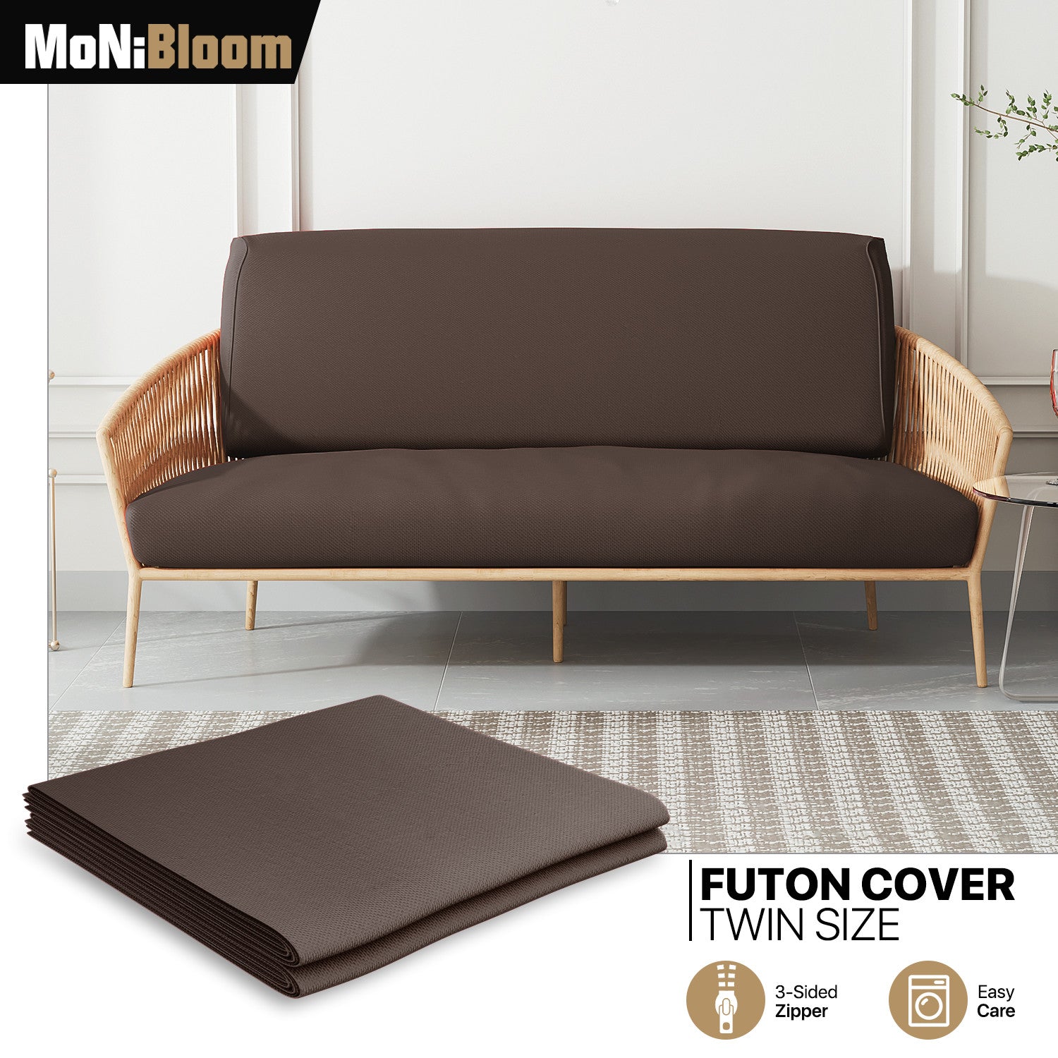 Coffee Twin Size Slipcovers for Futon Sofa