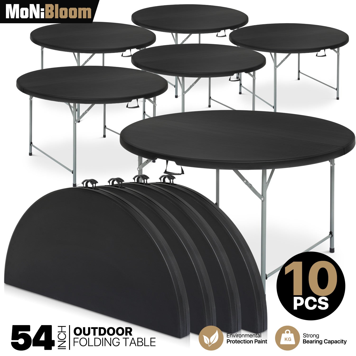 10 Pack 4.5 FT Round Foldable Table
