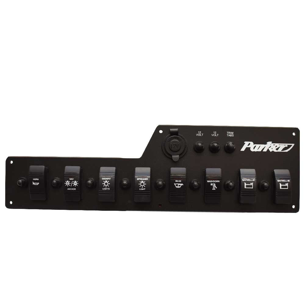 Parker Boat Switch Panel 16 3/4 x 4 7/8 Inch Black by Parker