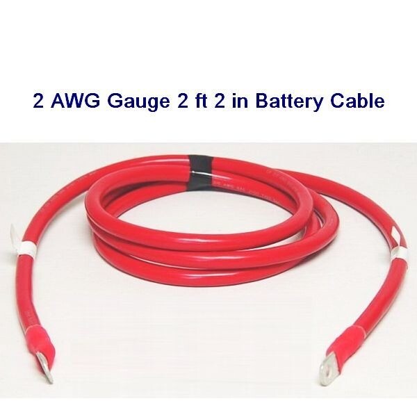 Battery Cable Marine Wire 2 AWG 2 Ft Red