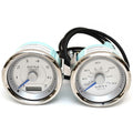 VeeThree Boat Gauge Set Silver Blue 3 1/4 Inch by VeeThree