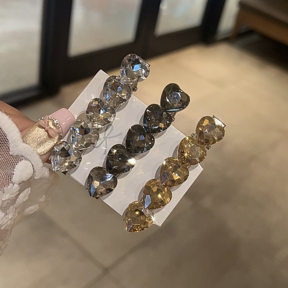 Rhinestone Hair Clip Heart Barrettes