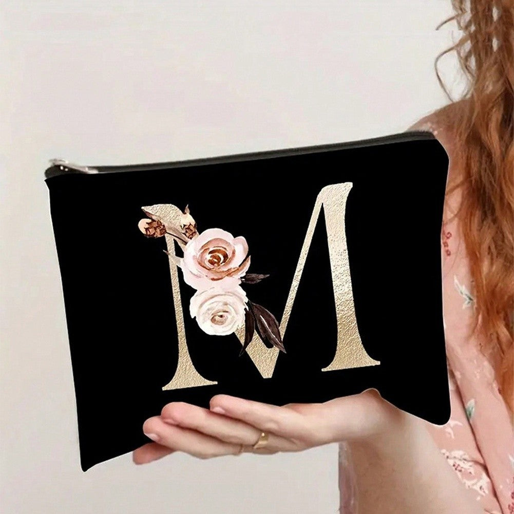 Minimalist Letter Canvas Cosmetic Pouch