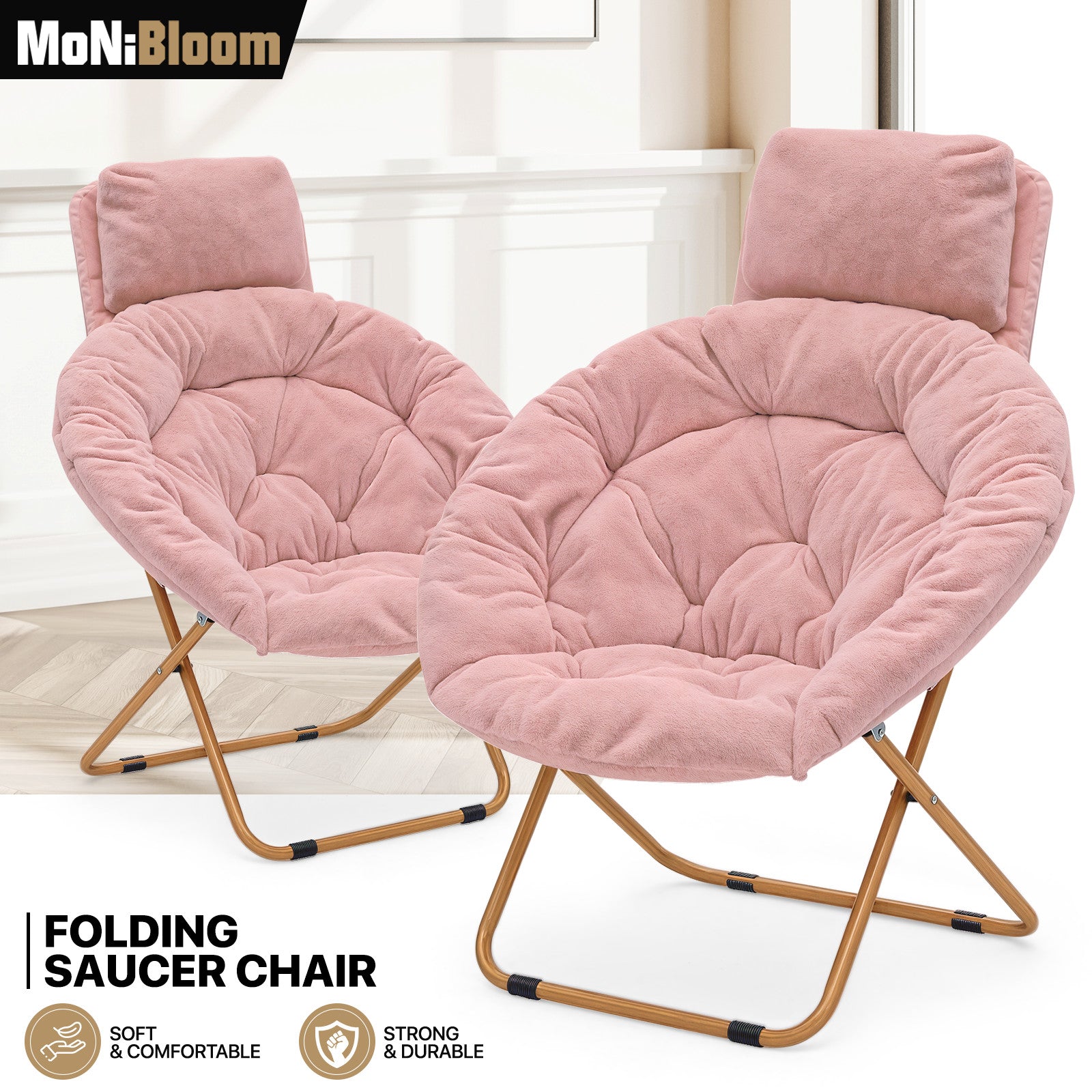 Faux Fur Saucer Lounge Chair with Headrest
