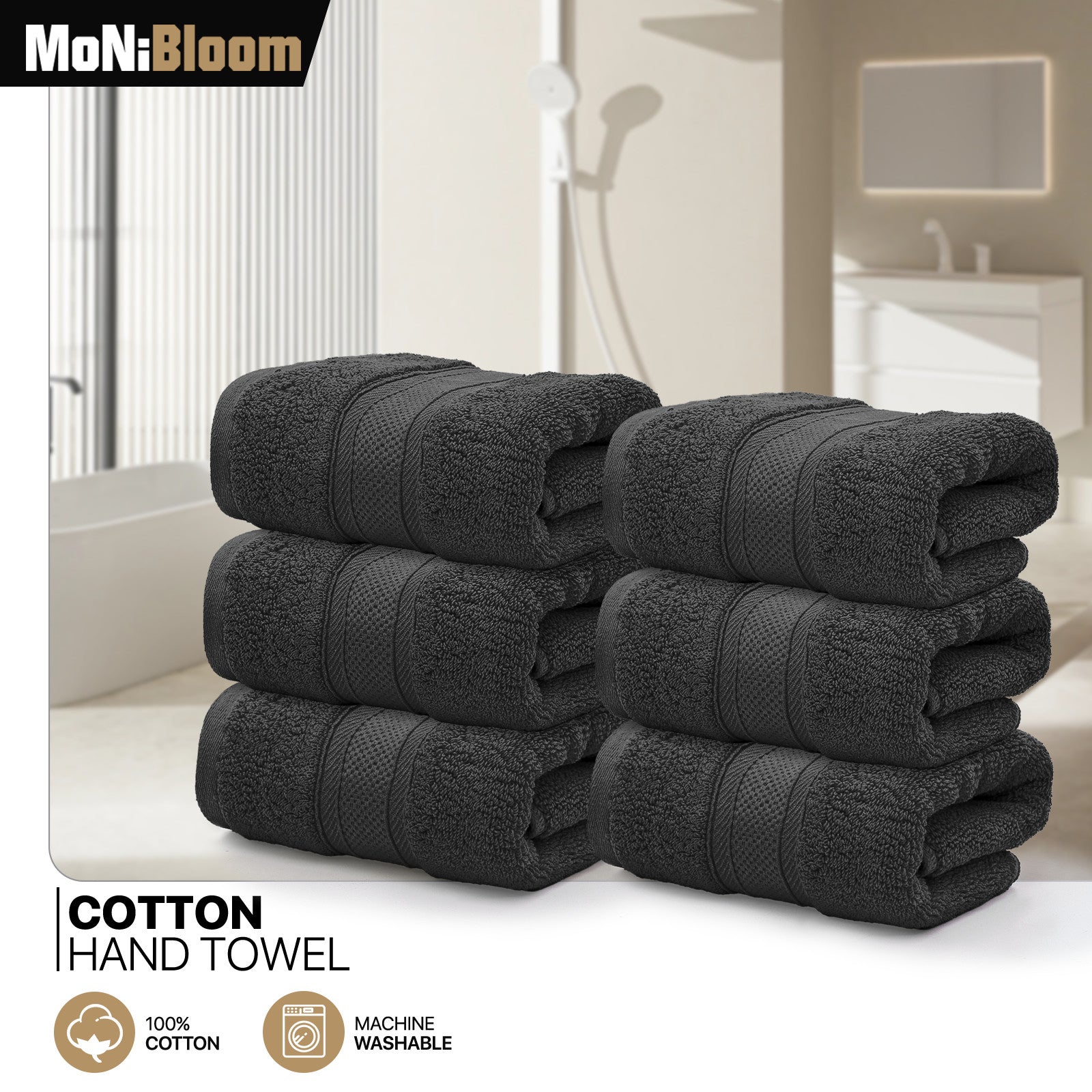 6 Pcs 100% Cotton Soft Hand Towel Set 16"x28" High Abso
