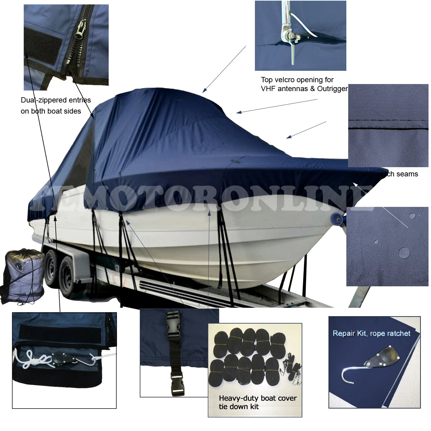 Hydra-sports Vector 2200 Vx T-top Hard-top Fishing Boat Cover Navy