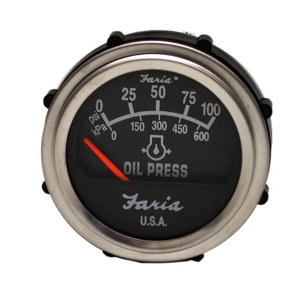 Oil Pressure Gauge Faria 2 Inch Silver Black by Faria