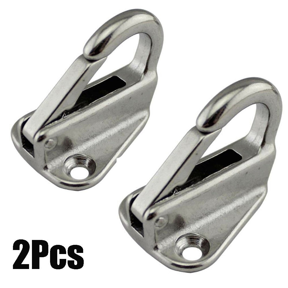 2x Marine 316 Stainless Steel Spring Coat Hook Fender Boat Hardware