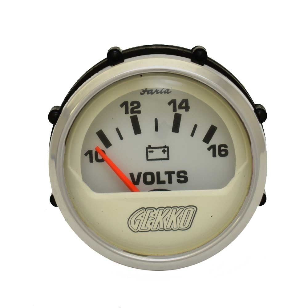 Volt Meter Gauge Gekko Euro Stainless White by Gekko