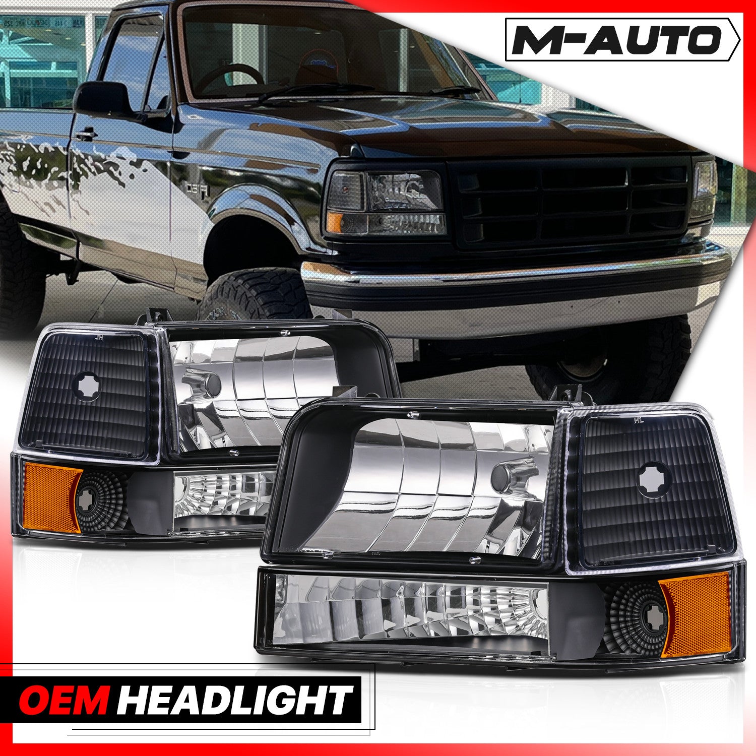 Black Amber Replacement Headlight Lamp for Bronco