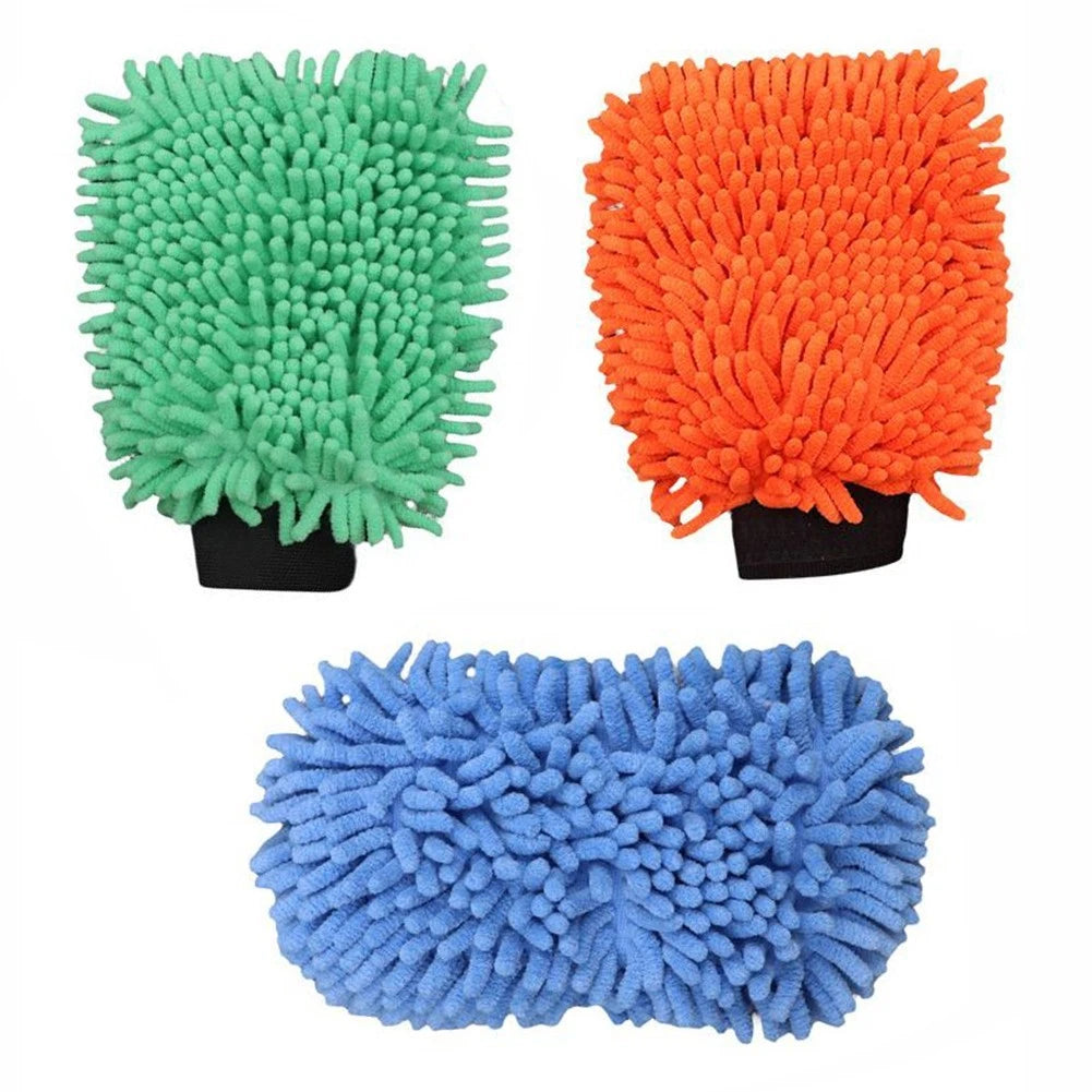 Doublesided Chenille Microfiber Car Washing Gloves Washable For