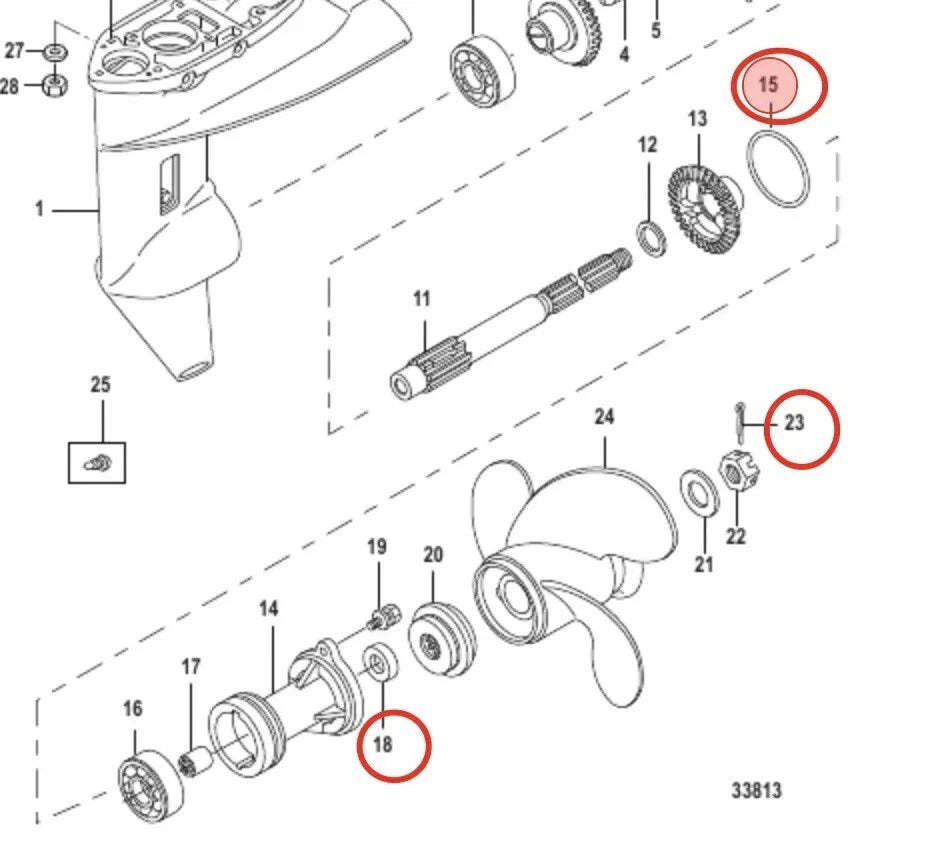 Lower Unit Oil Seal for Mercury Marine 9.9-20HP (15-20HP)