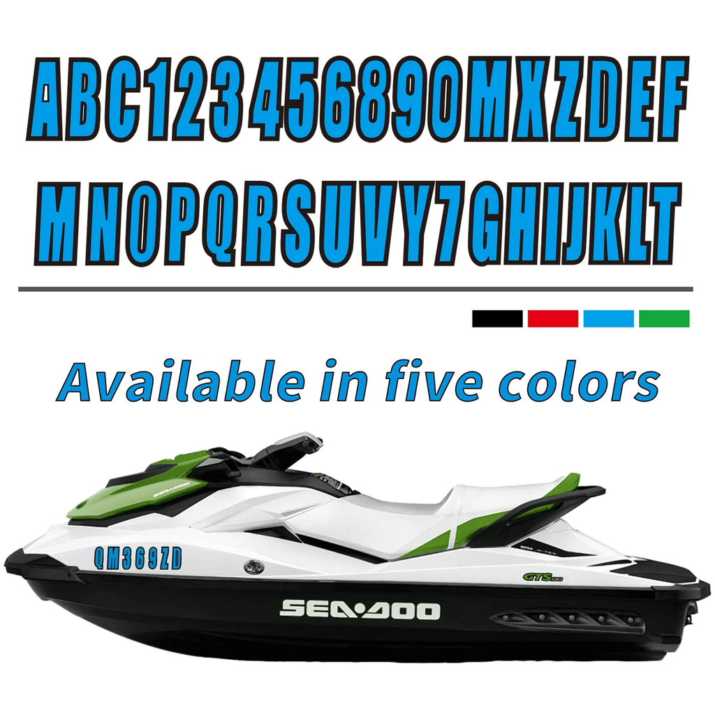 Boat Decal Sticker Set A-Z & 0-9 Blue for All Boats & Models