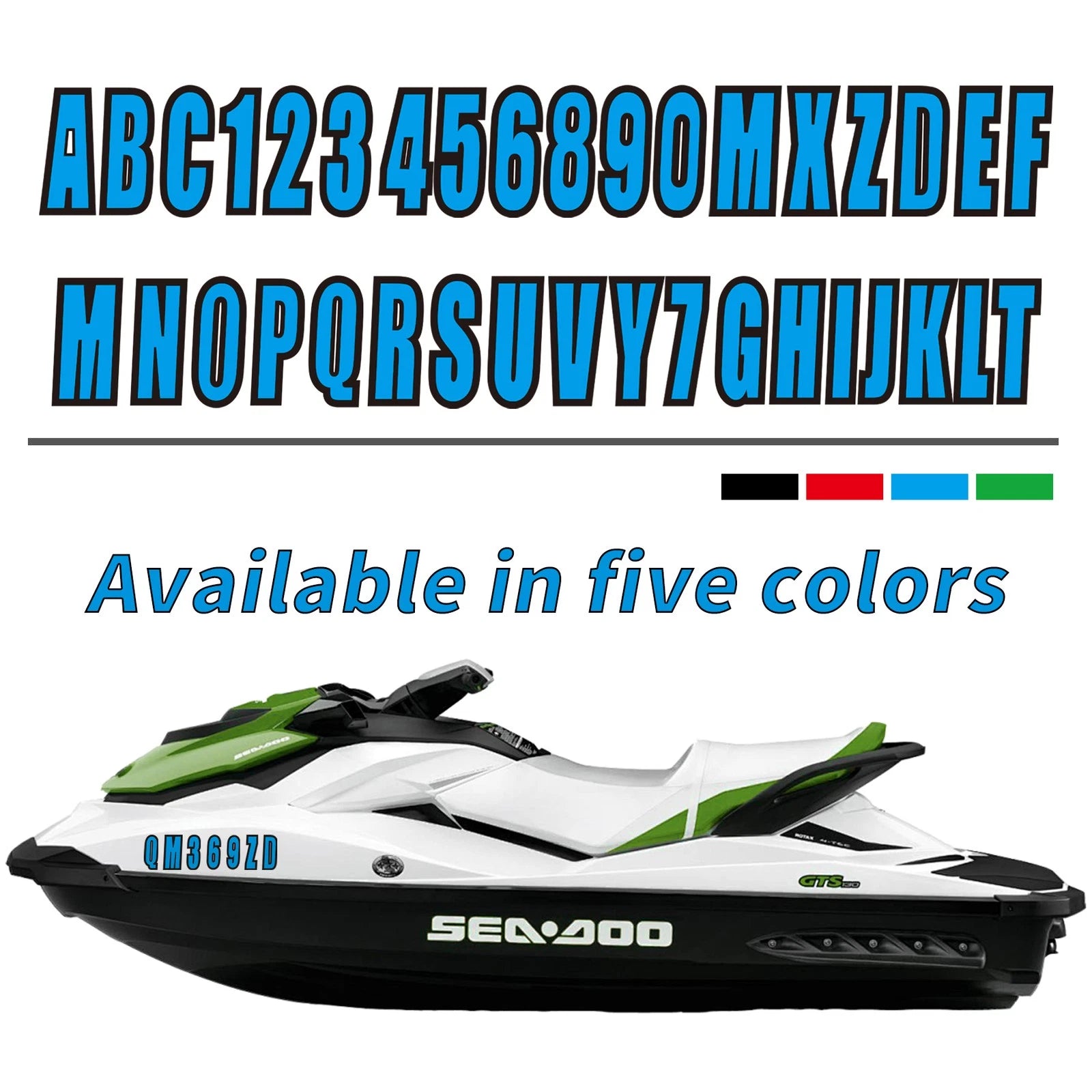 Boat Decal Sticker Set A-Z & 0-9 Blue for All Boats & Models