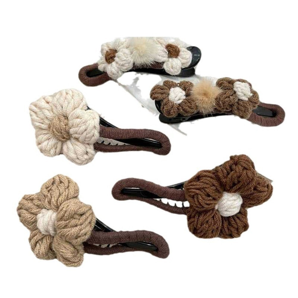 Modern Woolen Flower Hair Clip