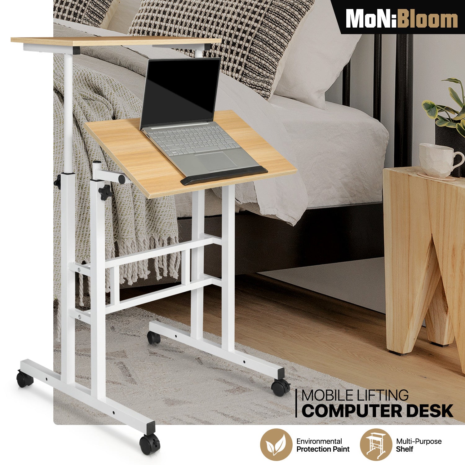 Rolling Adjustable Height Laptop Desk