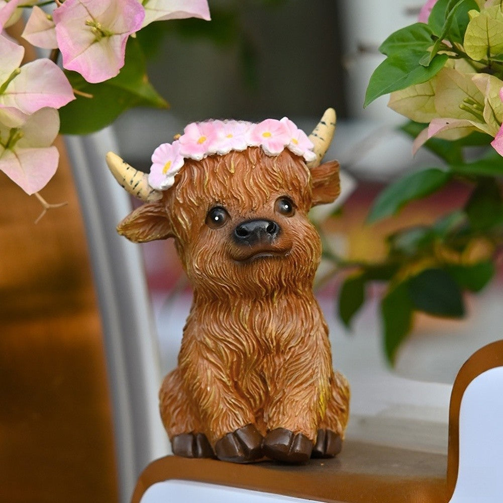 Scottish Cow Theme Resin Ornament for Garden