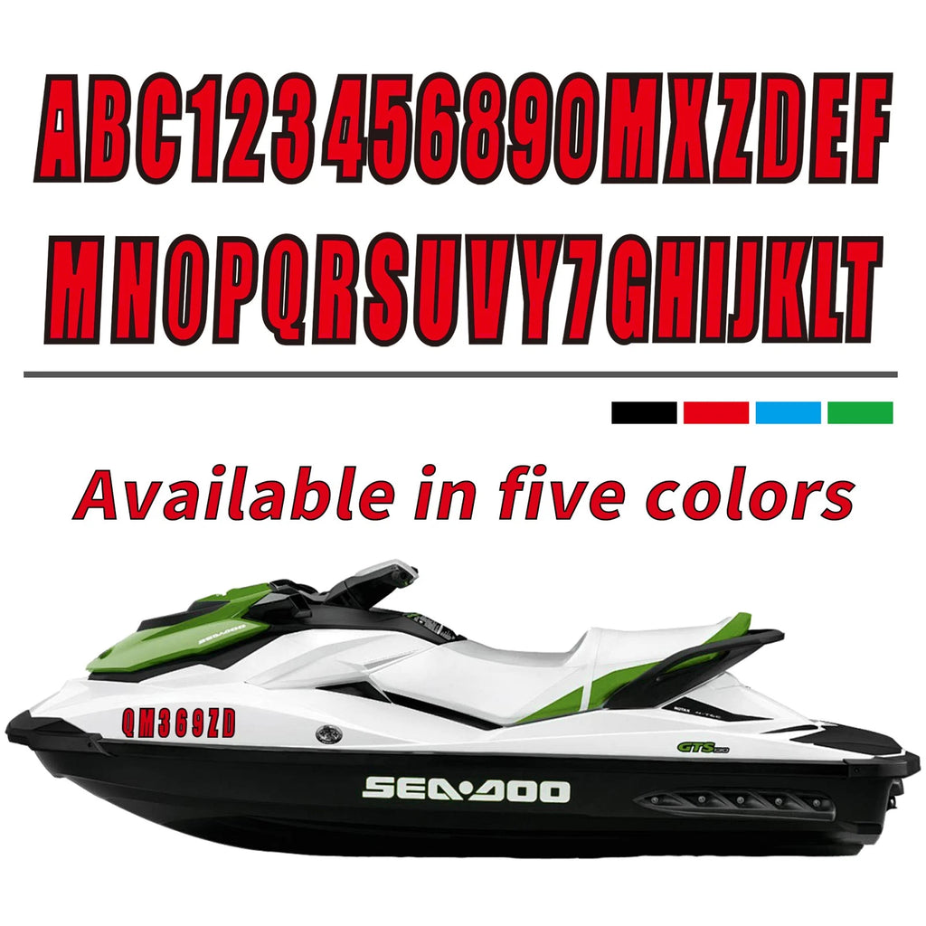 Custom 3" Boat & Jet Ski Registration Numbers & Letters 4 Pack