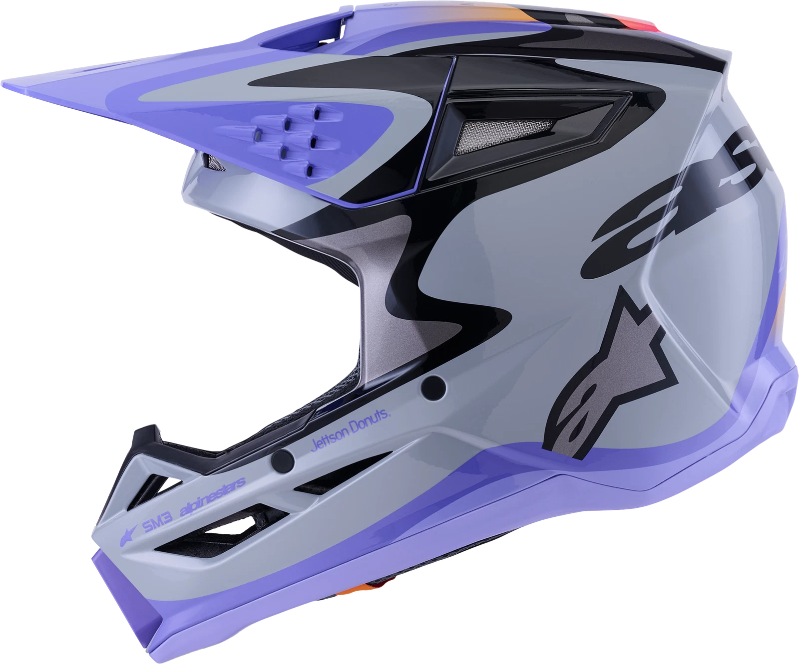 Alpinestars Jettson Sm3 Off-road Helmet Xl Grey Purple Black Gloss