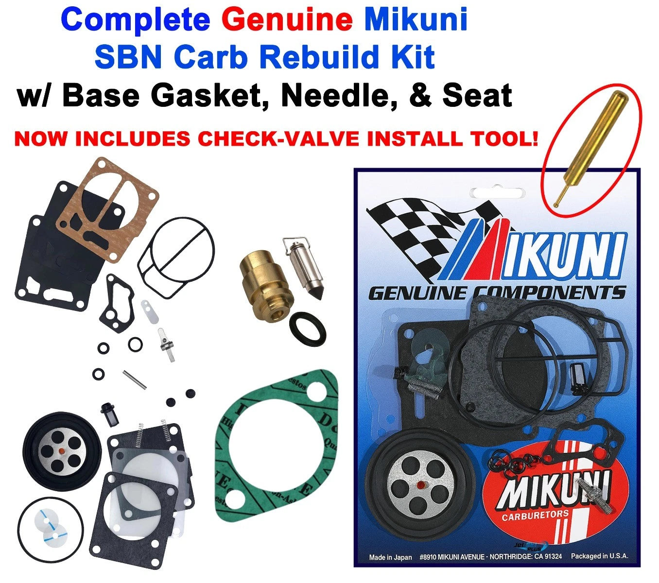 Sea Doo Genuine Mikuni Carb Rebuild Kit Base Gasket & Needle Seat 587
