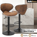 Set of 2 Adjustable Swivel Leather Bar Stools