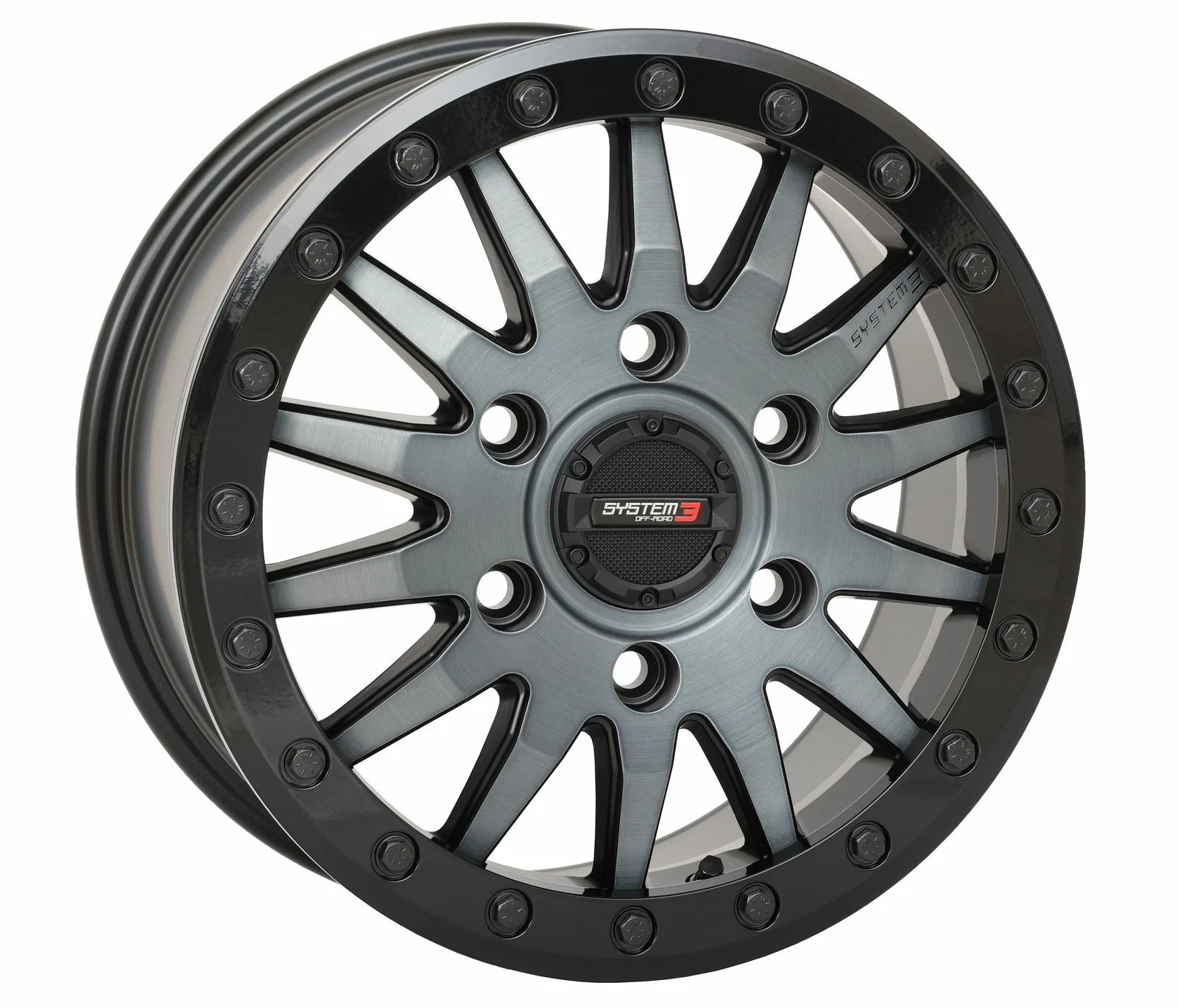 System 3 Sb8 Wheel 15x7 6+1 Beadlock For Atv/utv Matte Grey