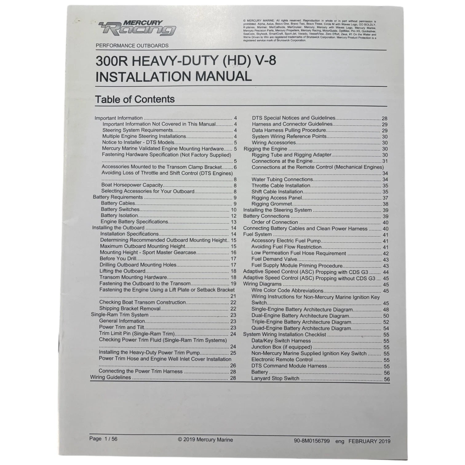 Mercury Racing 90-8m0156799, 300r Heavy Duty (Hd) V-8 Installation