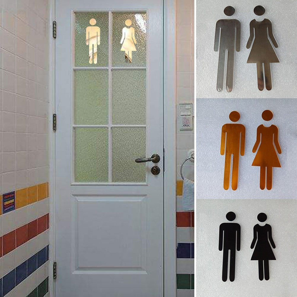 Sticker Toilet Sign Restroom Self-adhesive