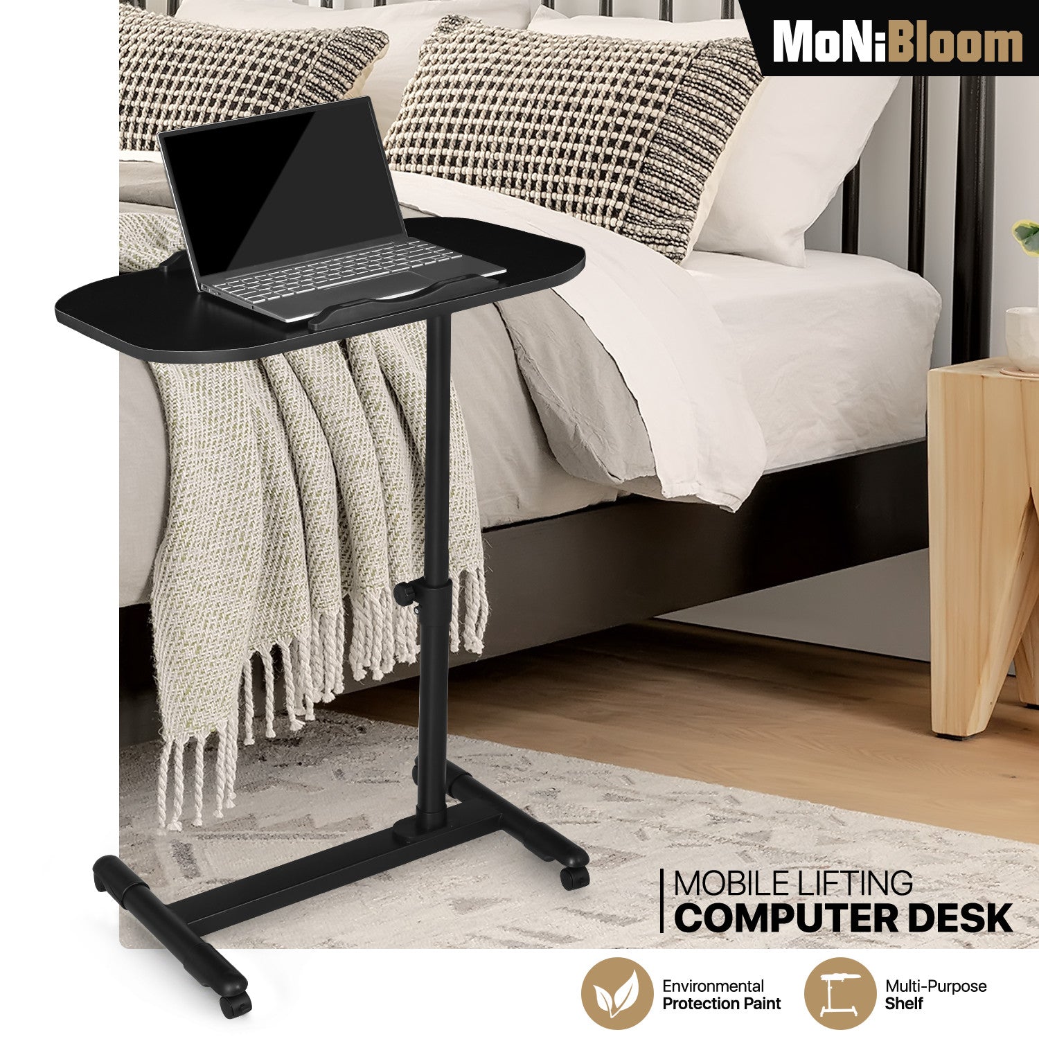 Swivel Rolling Laptop Desk with Tray