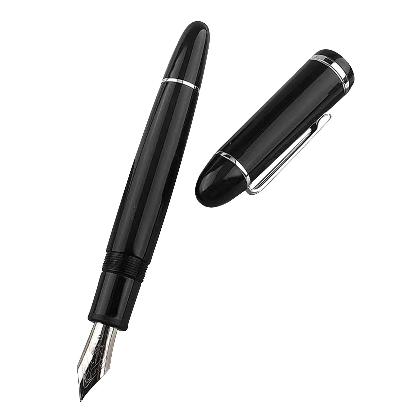 Jinhao X159 Acrylic Black Fountain Pen Metal Clip Fine 0.5mm F Nib