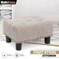 15" Beige Tufted Ottoman Footstool