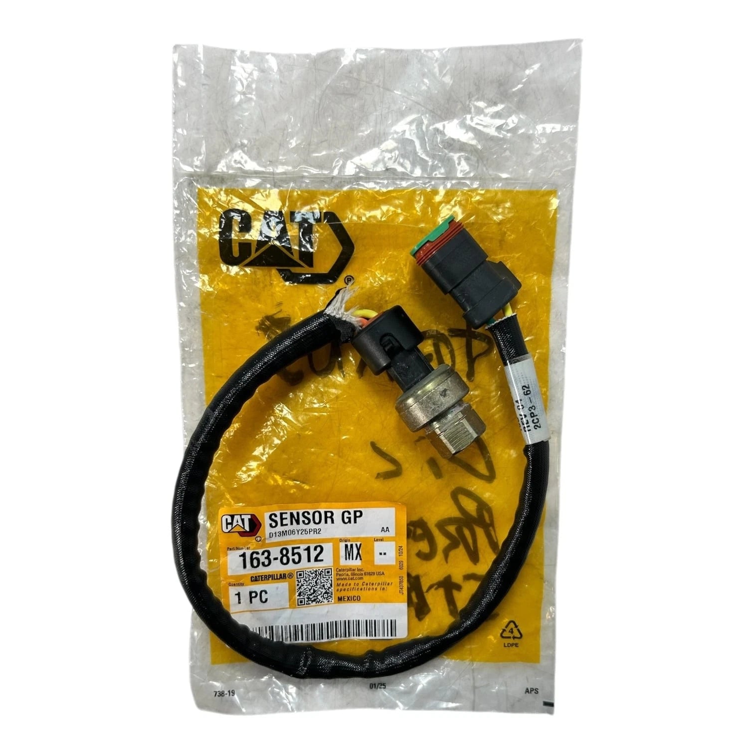 Cat / Caterpillar 163-8512, Marine Steel High Pressure Sensor, Oem