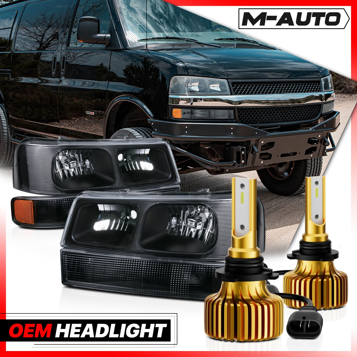 LED Headlight + Amber Corner Light for Chevy