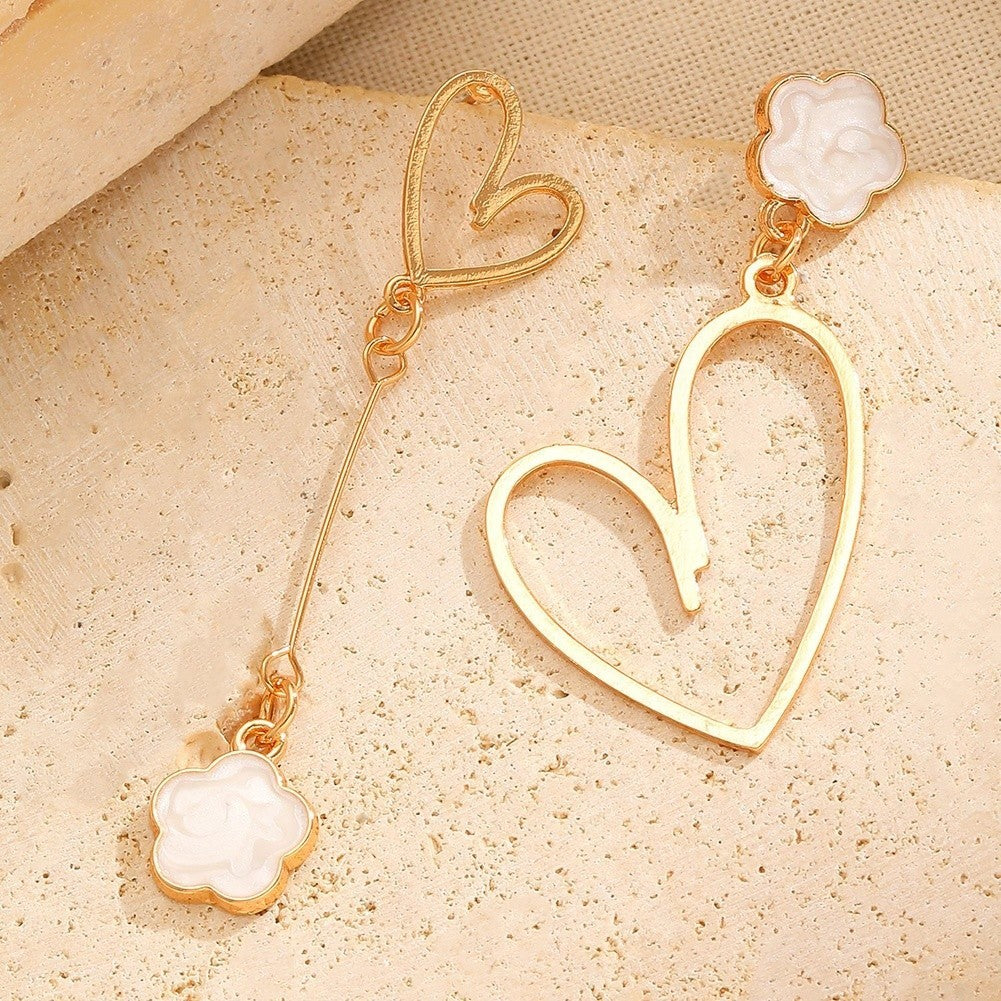 Heart Earrings Zinc Alloy Floral Enamel