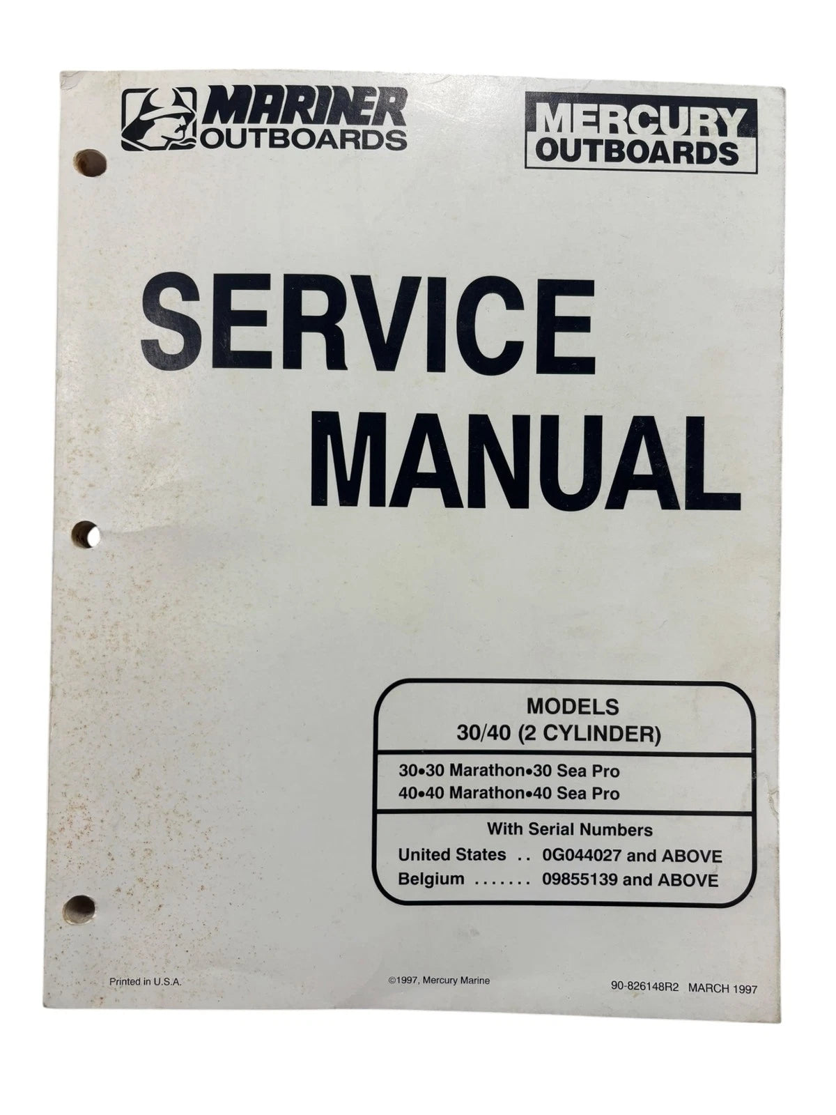 Mercury Mariner Outboards 90-826148r2, 30/40 2 Cyl Service Manual