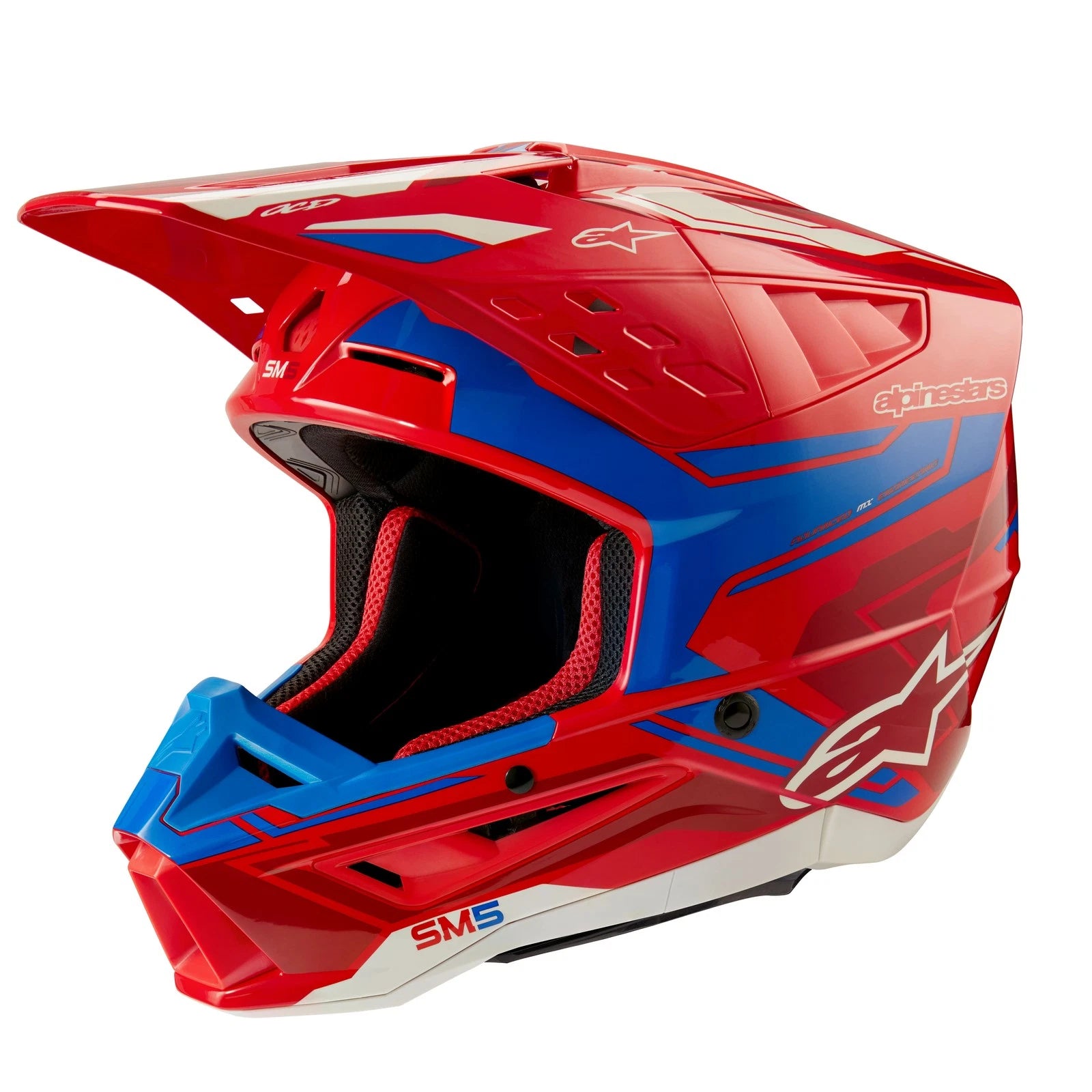 Alpinestars S M5 Action 2 Offroad Helmet Small Bright Red/blue