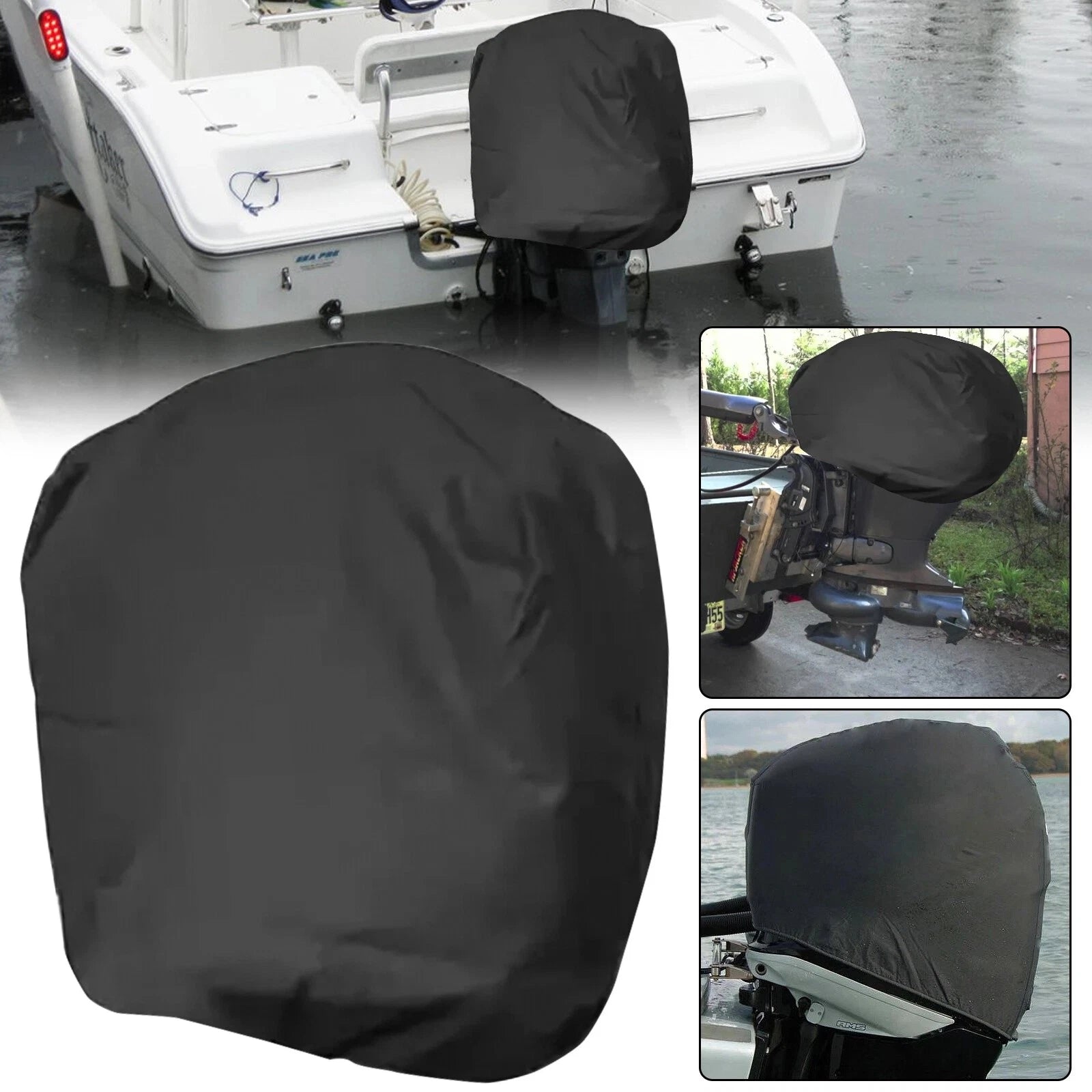 Universal Black Engine Cover for 30-60HP Outboard Motors, Trailerable