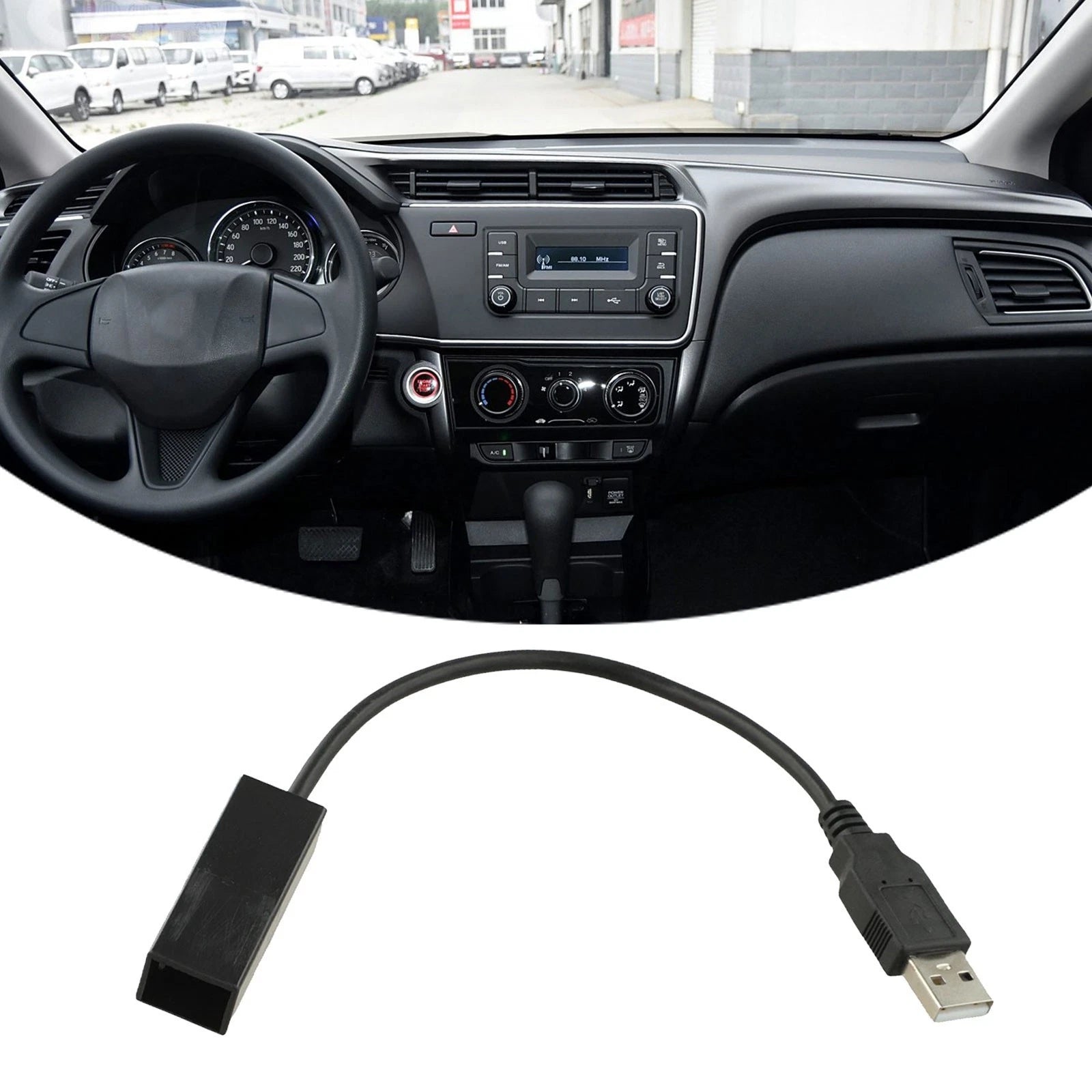 Car Usb Adapter For Honda Fitments Black Color Compatible With