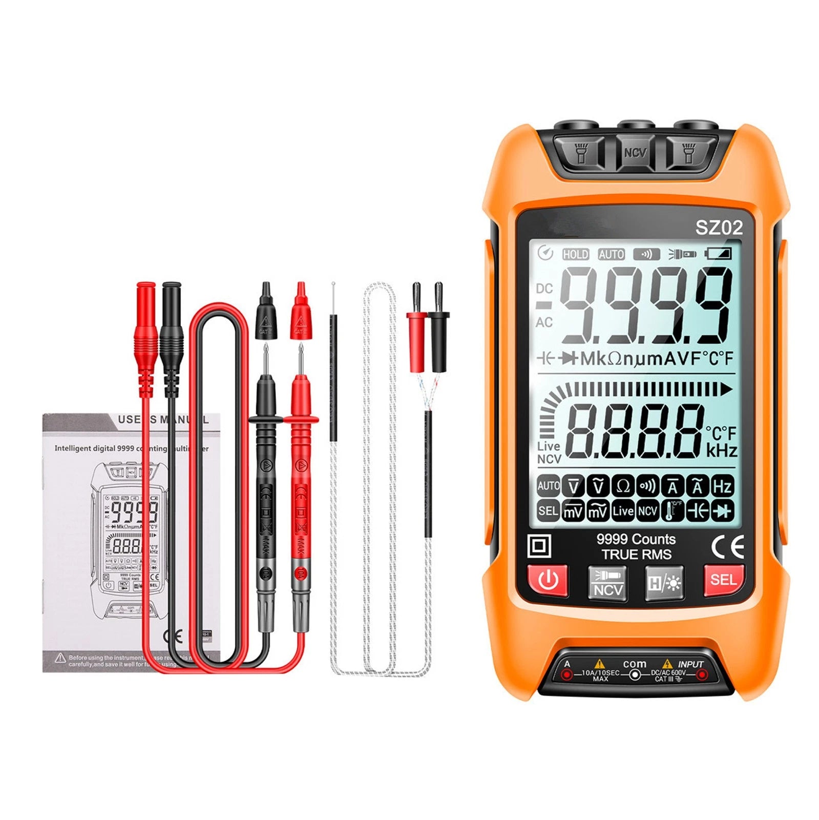 Smart Digital Multimeter 9999 Counts True Rms Auto Electrical