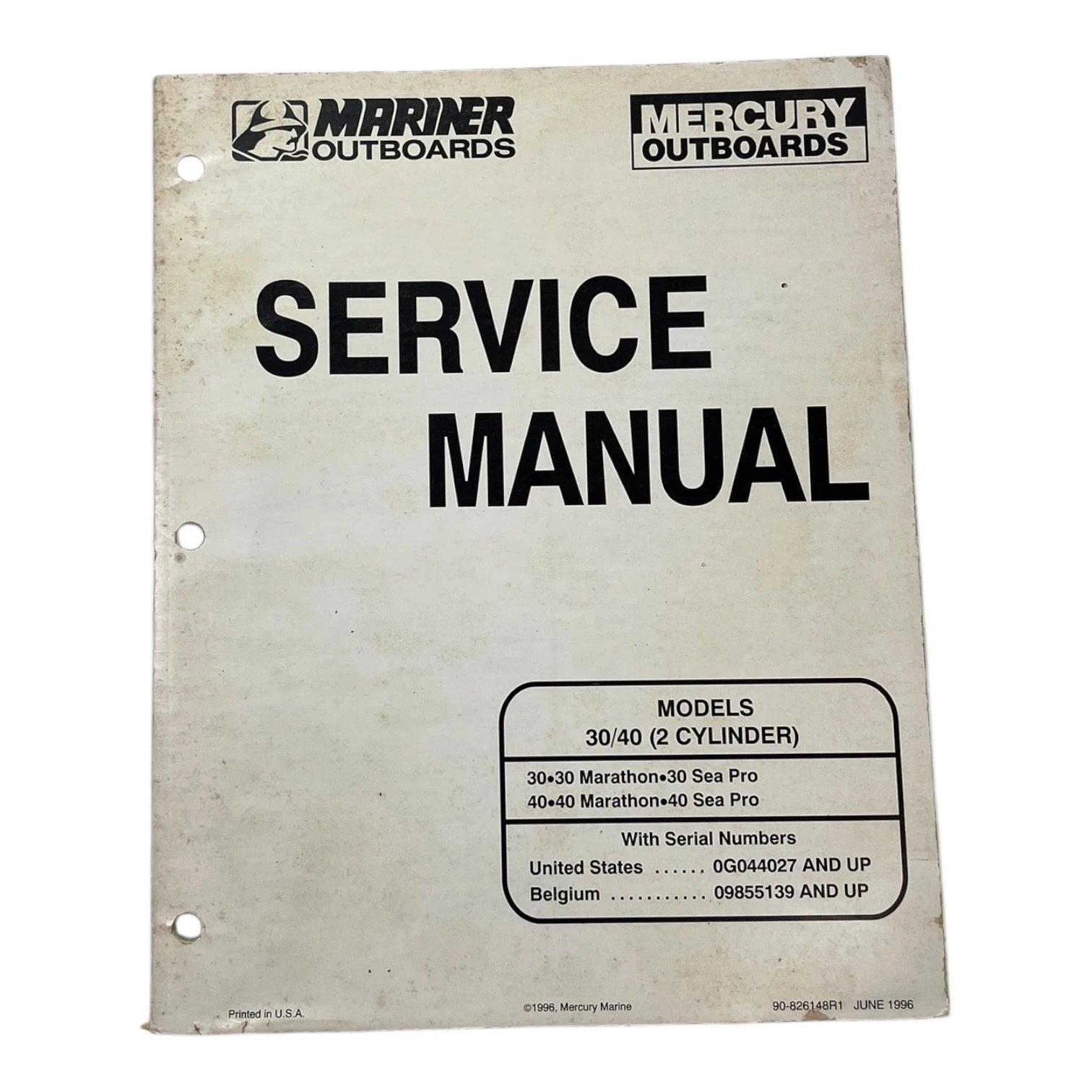 Mercury Mariner Outboards 90-826148r1, 2 Cylinder 30/40 Service Manual