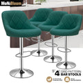 4x Green Modern Swivel Adjustable Bar Stool Leather Cou