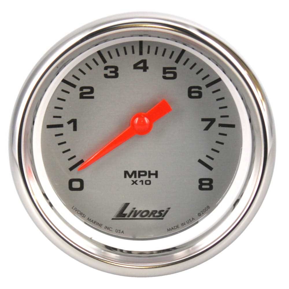 Livorsi Boat Speedometer Gauge 3 1/4 Inch Silver 80 MPH by Livorsi