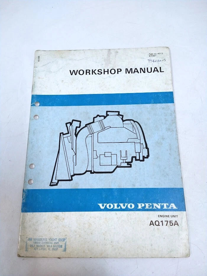 Volvo Penta 4013, Aq175a Engine Unit Workshop Manual