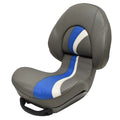 Yar-craft Boat Folding Seat | Dark Gray Blue White W/ Logo / Handle
