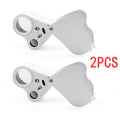 2* 30x 60x Mini Magnifying Loupe Dual Lens Band Light Antique Geology